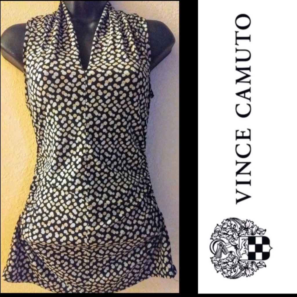 Vince Camuto Sleeveless V Neck Fitted Stretch Top